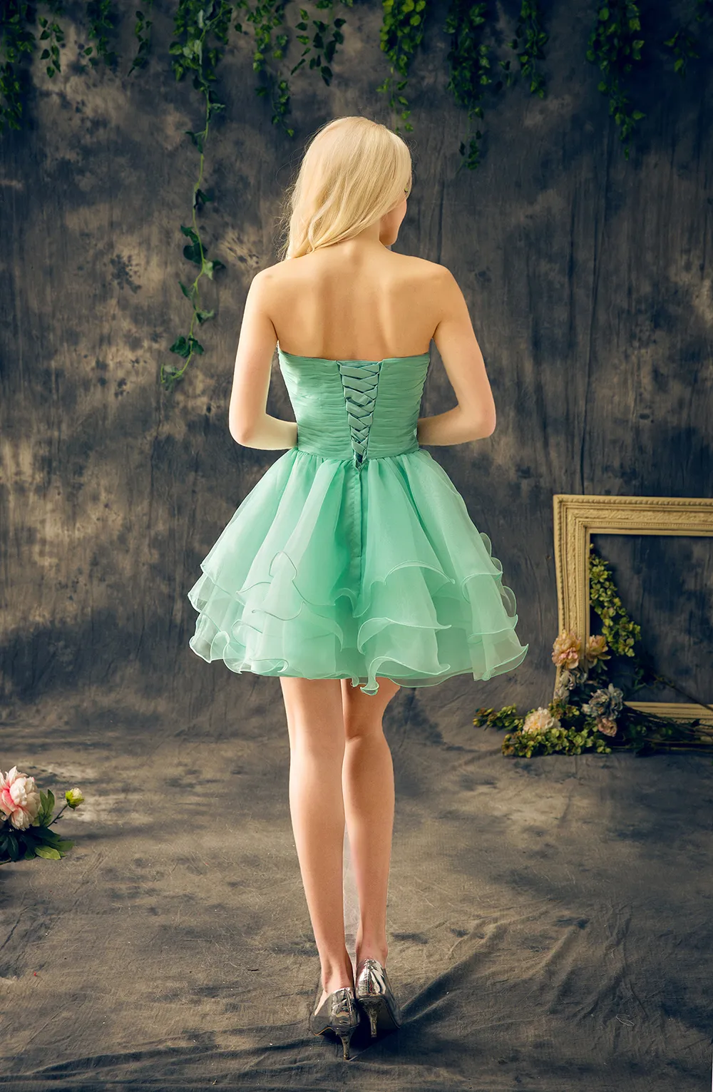 slim fit dress slacks Simple Strapless Sweetheart Neck Mint Green/Hot Pink Short Prom Dresse –  abcprom main image 1