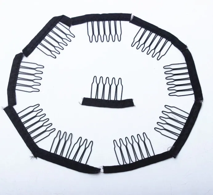 Peignes de perruque de couleur noire, 50 pièces, clips et peignes avec 5 dents pour bonnet de perruque et fabrication de peignes, extensions de cheveux, outils 9806571