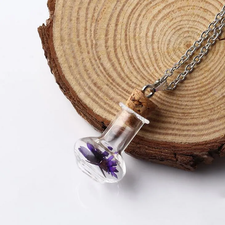 Explosioner Listade Vase Torked Flower Necklace Pendant Series Women's Drift Bottle Wish Bottle WFN295 With Chain Mycket