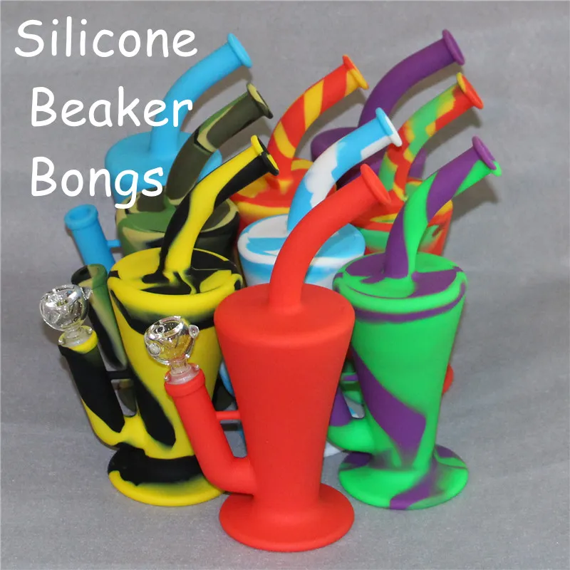 Gros Silicone Dab Concentré Rig Brûleur À Huile Bong 10,4 pouces Incassable Silicone Tuyau D'eau Bécher Bongs