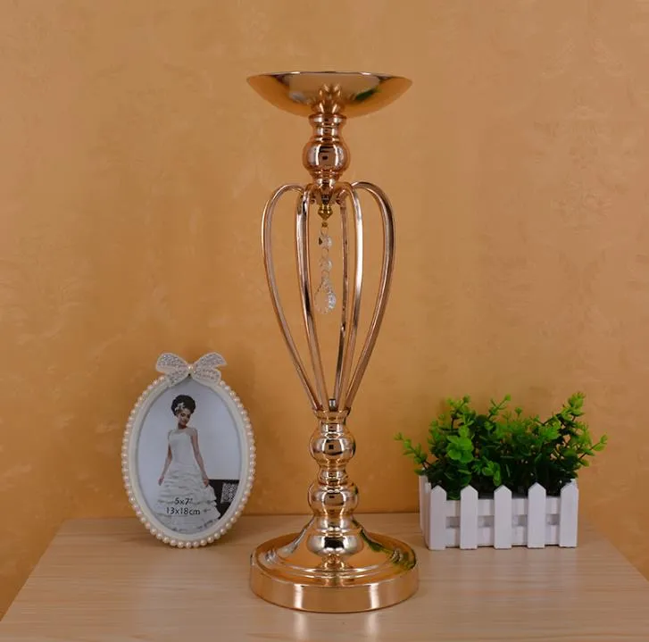 Vaso de coroa de ferro banhado a ouro, adereços de casamento, a principal decoração de mesa produtos entrega rápida frete grátis WQ16