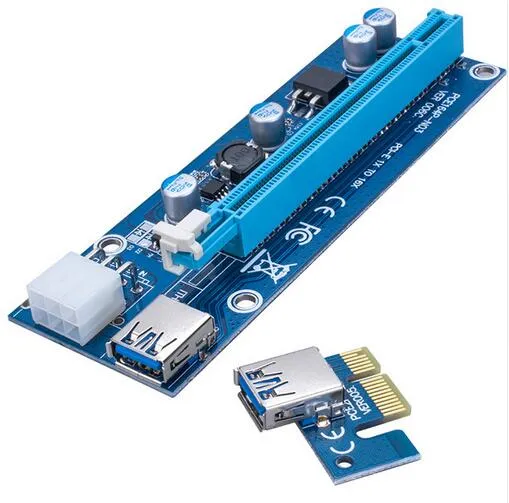 2pcs / lot PCI-e PCI E Express 1x ~ 16x 그래픽 카드 라이저 카드 USB 3.0 Extender 케이블 Bitcoin LiteCoin Miner 용 전원 공급 장치 포함