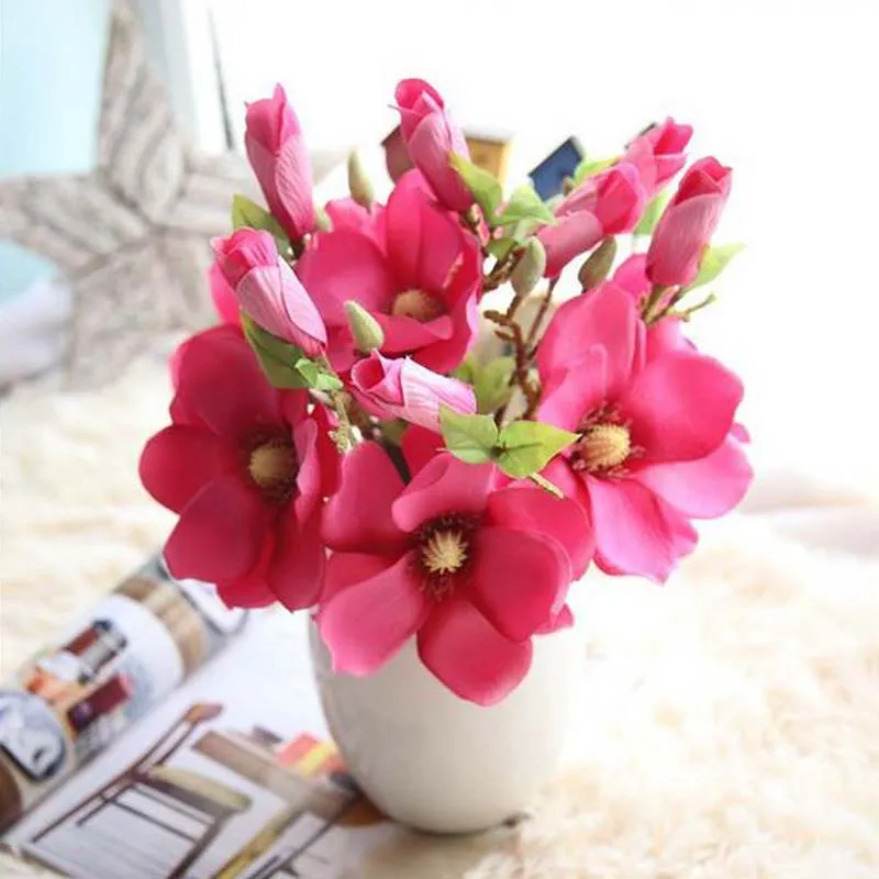 Artificial silk flower magnolia in handmade flowers magnolia for home and wedding decoration vivid and delicate