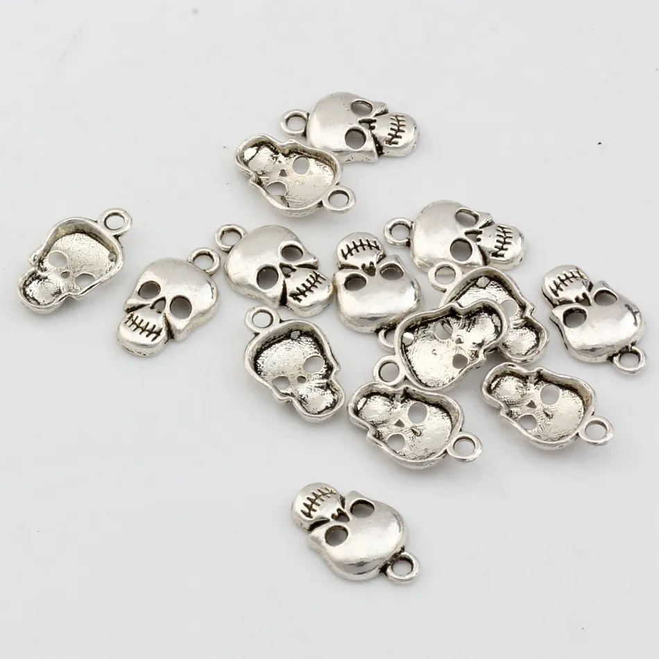 Heta! 17x10mm Antik Silver Zinc Alloy Ensidig Skull Charm Pendant DIY Smycken A-081