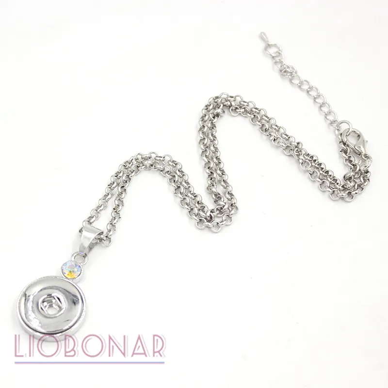 Whole AB Crystal Snap Necklace Interchangeable Snap Pendants Necklace Fit 18mm Snap Buttons Jewelry DIY Bijoux Collier290f