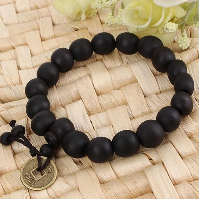 Bracciale Rosario Tibetano 108 Perline In Osso Di Yak Fatte A Mano - Braccialetto Elastico Buddista Portafortuna