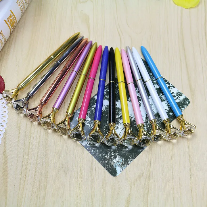 DHL ONLY 19 Carat Large Diamond Ballpoint Pens Crystal ballpoint Pens School Office Writing Supplies Signature pen custom logo