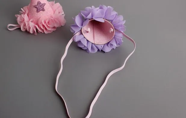 Nouveau mignon nouveau-né mini mousseline de soie filles infantile pétales couronne chapeau casquettes fleurs bandeaux pour bébé filles fête d'anniversaire chapeaux cheveux accesso6118539