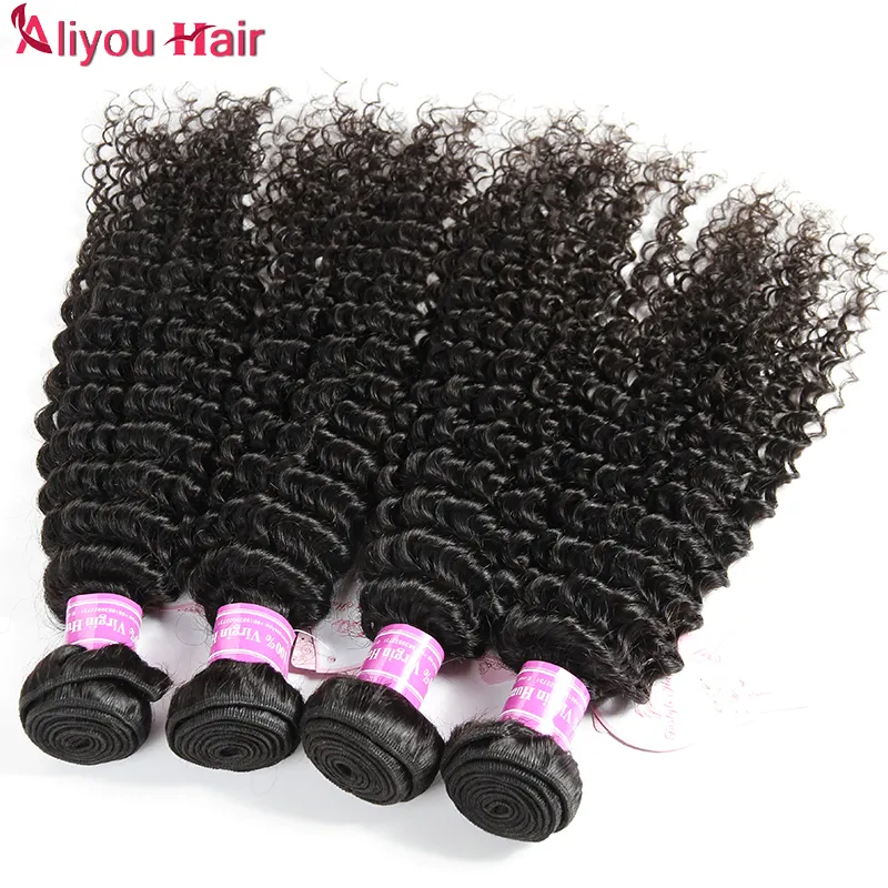 Top Top Malezyjski Peruwiański Brazylijski Kinky Curly Remy Human Hair Extensions Wet Falisty Splot Pakiet Peruwiański Malezyjski Indian Włosy Weft