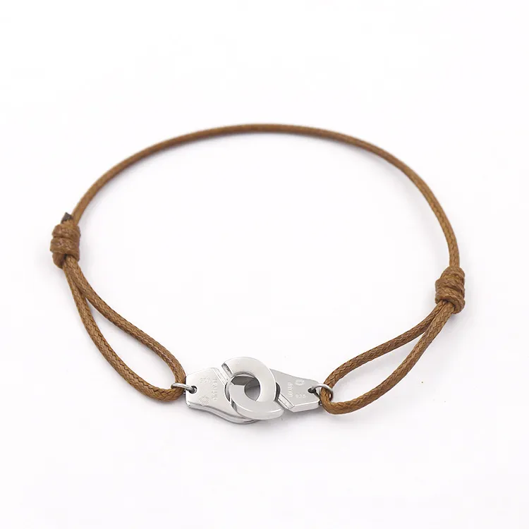 Fashion Brand Women Lover Bangle Handmade Rope Chain Bracelet Charm Titanium Stainless Steel three circles With Logo