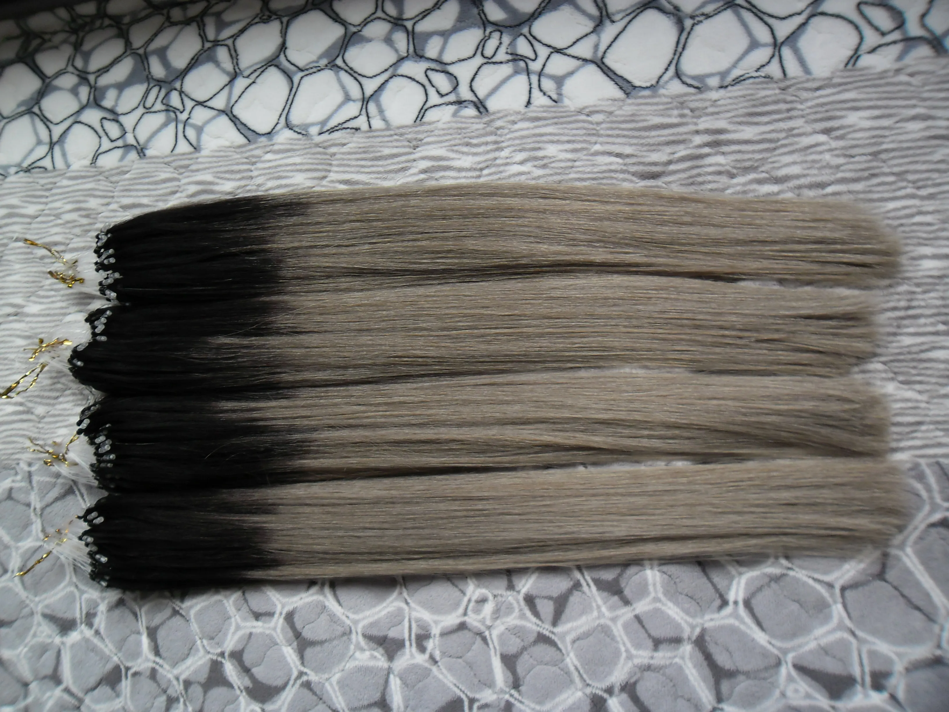 Brazilian virgin hair silver grey hair extensions micro 400g 1g/s 400s Apply Natural Micro Link Hair Extensions Human 1B/Gray silver