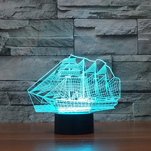 3D Optical Illusion Touch Night Light LED Desk Lamp Art Piece with 7 changing Colors, USB Powered