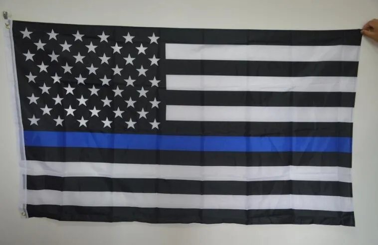 USA-Flagge mit dünner blauer Linie, 3 Fuß x 5 Fuß, Polyester-Banner, fliegend, 150 x 90 cm, individuelle Flagge für den Außenbereich