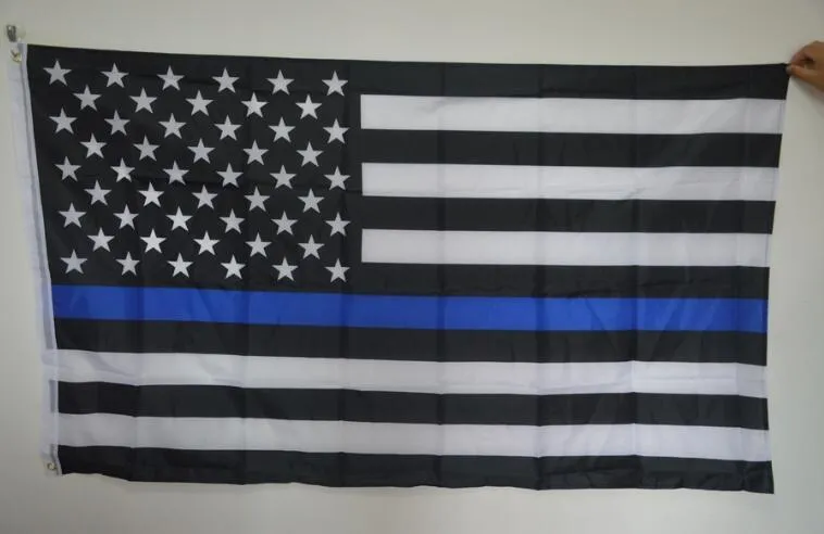 USA Thin Blue Line Flag 3ft x 5ft Polyester Banner Flying 150 * 90cm Drapeau personnalisé extérieur