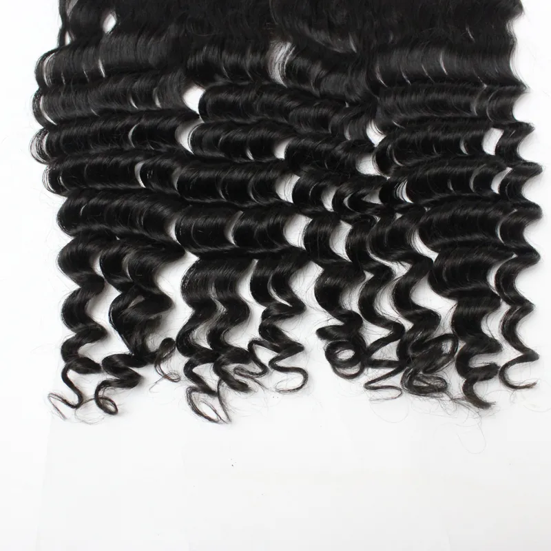 Бразильские необработанные человеческие волосы кружева фронтальное закрытие волос перуанские свободные глубокие кружева Frontals 13 * 4 1B бесплатная часть 8 