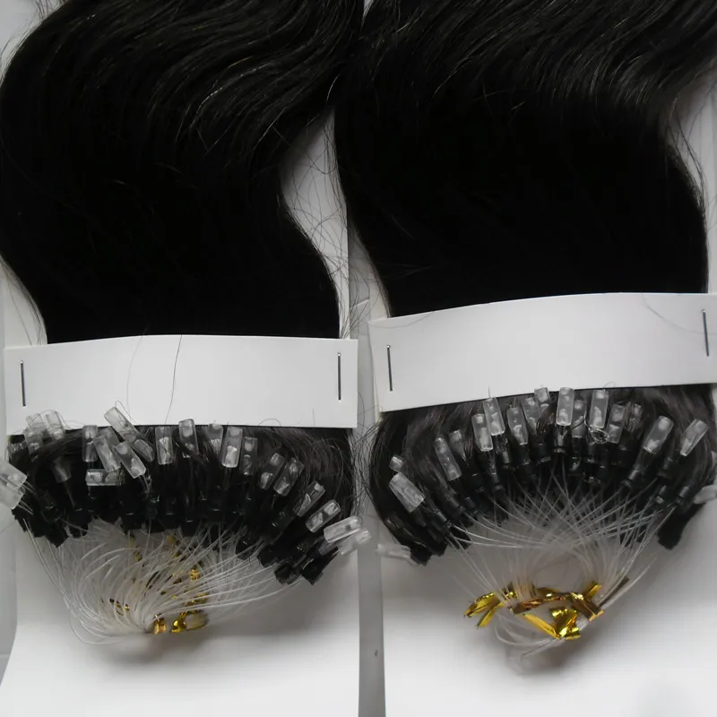 Brasiliansk Virgin Hair Body Wave Hair Extension Micro Rings 1g 200g Natural Micro Link Mänskliga hårförlängningar