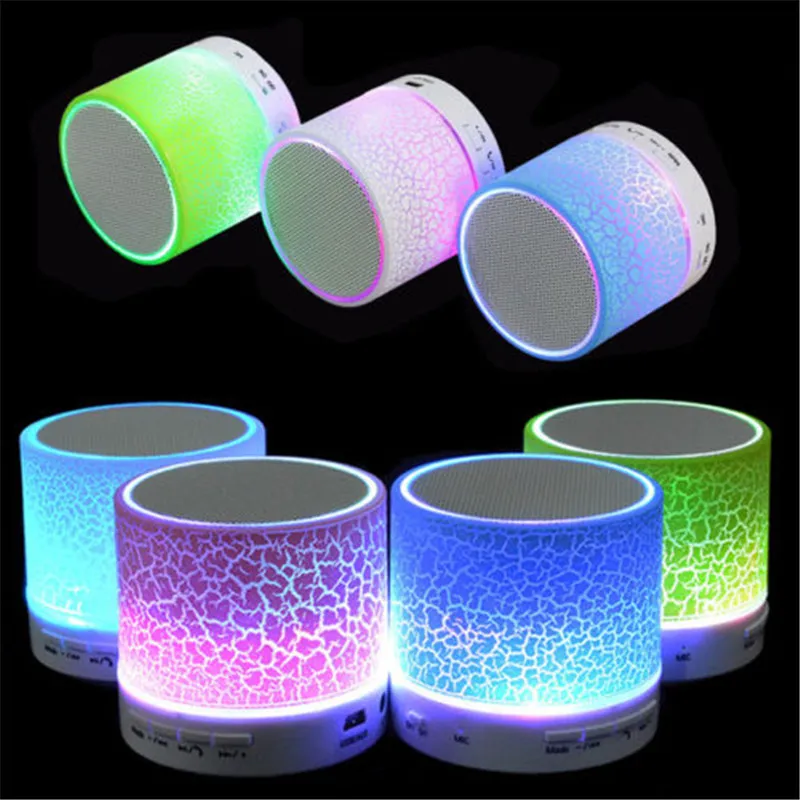 Sem fio Mini LED Bluetooth Speakers Luz Fantasia Colorido Elegante Portátil Stero Handsfree Super Bass Suporte TF USB Rádio FM Música Som Bo