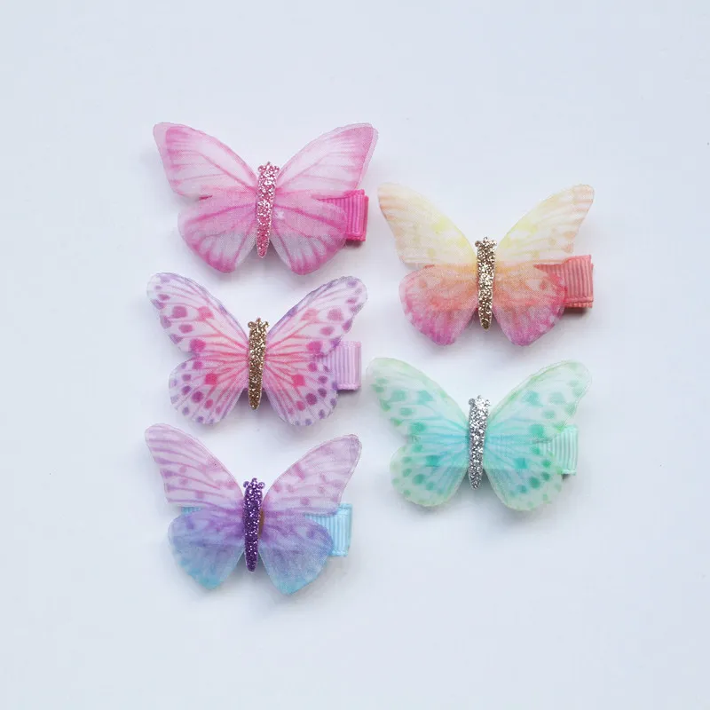 30 sztuk / partia Glitter Fairy Princess Hair Clip Top Quality Brand Hairpin Baby Girls Hair Barrettes Cute Butterfly Style Styl