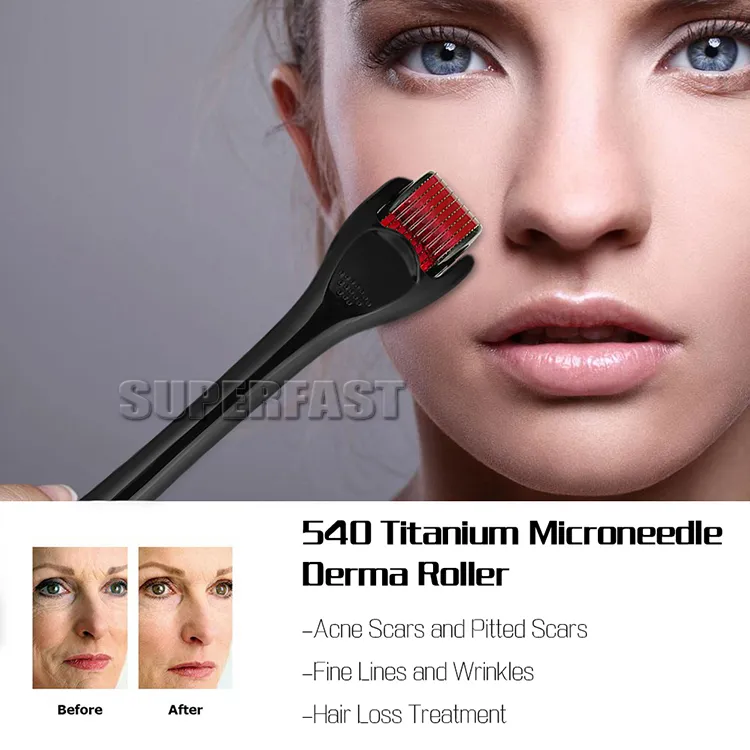 540 Nål Derma Micro Needle Skin Roller Dermatology Therapy Microneedle Dermaroller 0.5mm 1.0mm 1.5mm 2.0mm 3.0mm med detaljhandelspaket