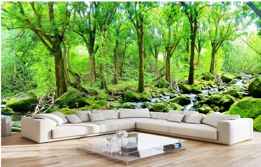 HD油絵の森林景色の背景壁壁画3D壁紙TVのための3D壁紙8926973