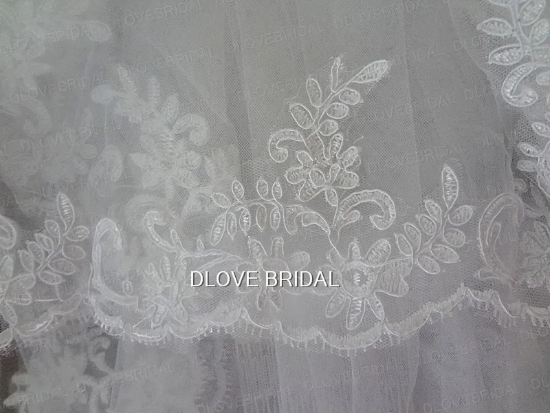 Voile de mariée élégant en dentelle blanche ivoire à une couche avec peigne, bon marché mais de haute qualité, accessoire de cheveux de mariage personnalisé en usine 2636931