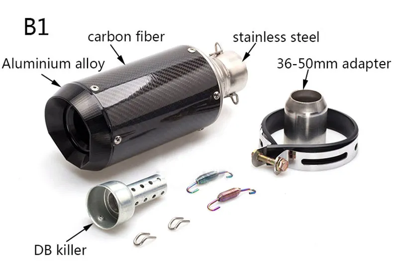 Koolstofvezel Motorfiets Uitlaat Uitlaat Modified Uitlaatpijp Z800 CBR125 CBR600 CB750 BJ600 met DB Killer CNC-uitlaat