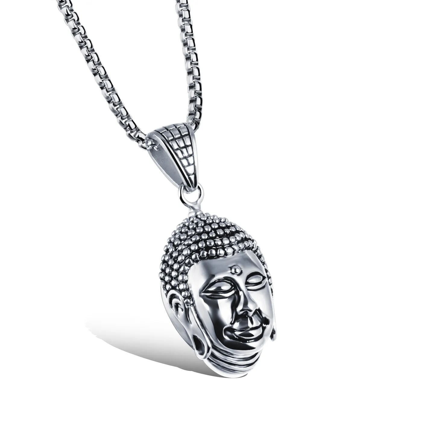 Colgante de collar de Buda de oro/plata, joyería de acero inoxidable para hombres, regalos con cadena gratis, cadena Rolo de 22 ''* 3MM