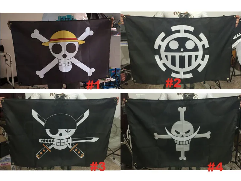60cmx90cm Alta qualità One Piece Rufy Flag Jolly Roger Bandiera pirata Home  Decor Banner in poliestere