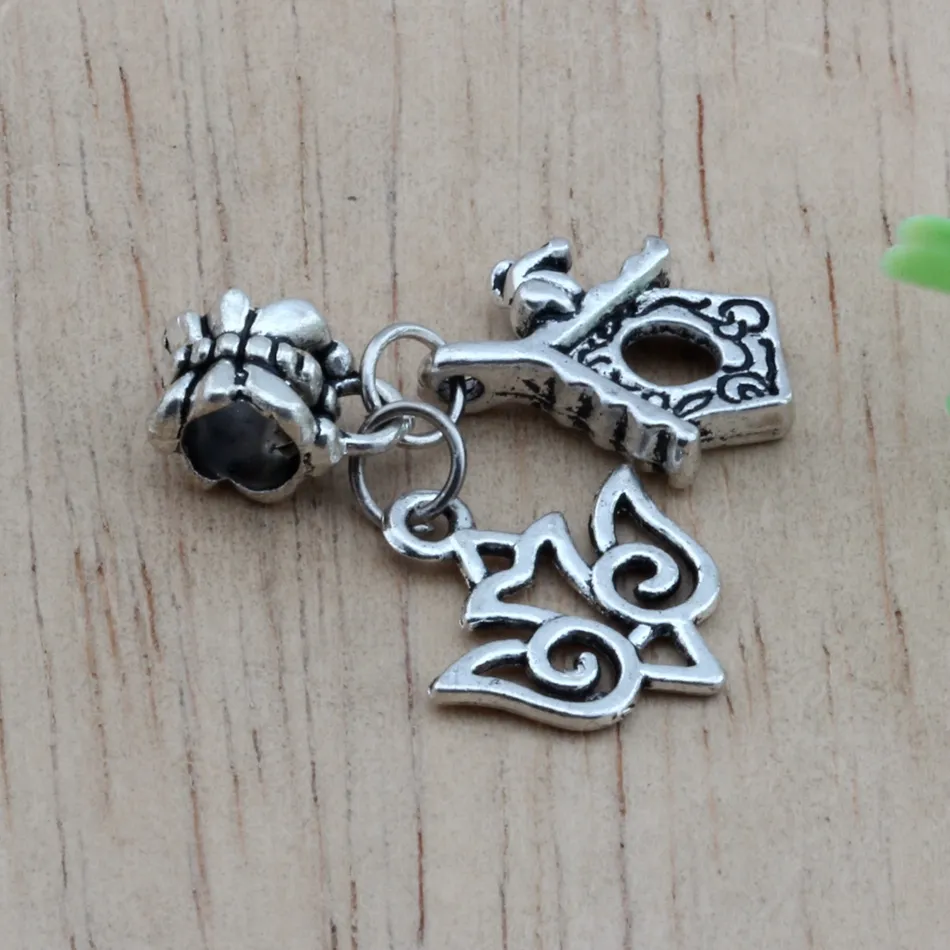 Heta! Ancient Silver Alloy Bird Fjäderfä Hus Charm Dangle för European Bead Bracelet DIY Smycken