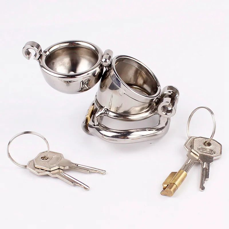 Double Lock Design Male Chastity Device Stainless Steel Chastity Cage Metal Penis Lock Chastity Penis Ring Sex Toys For Men