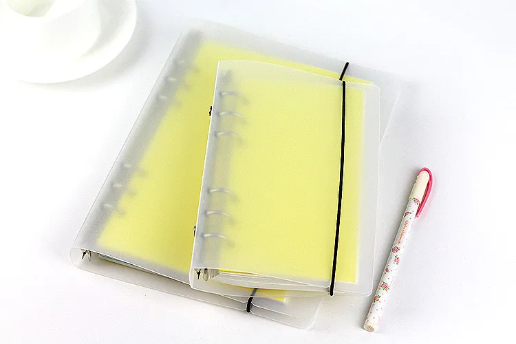 6 Hole Beolk Notebook shell shell شفاف موجز مزور 6 ثقوب غلاف مخطط الموثق لورق A5/A6/A7 7