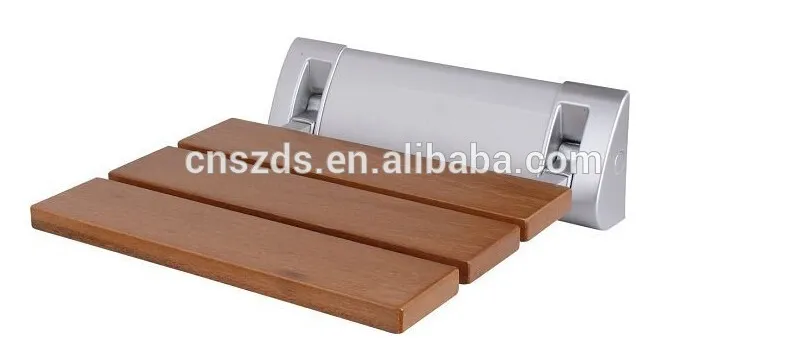 Sedile doccia pieghevole moderno in legno di teak, sedile doccia a parete