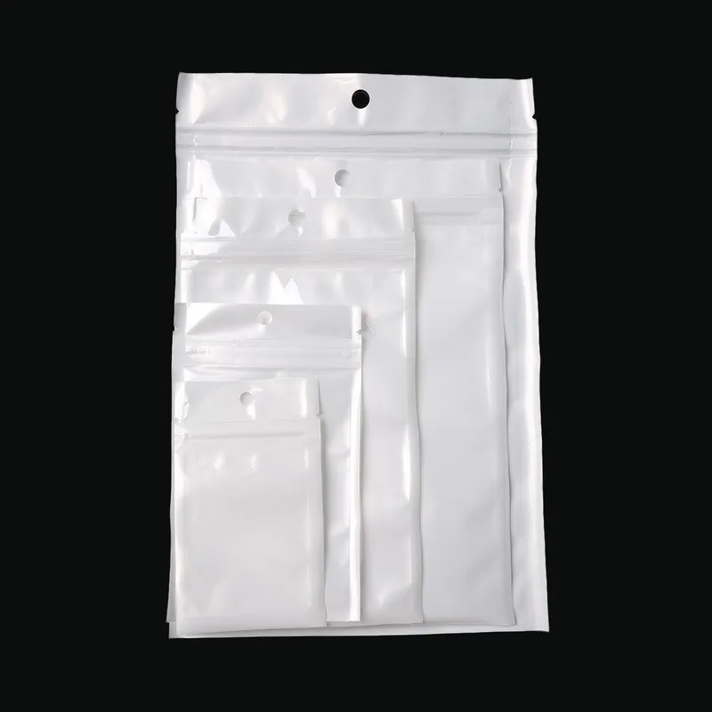 Plastica trasparente / bianca Plastica Poly OPP Imballaggio con zip Pacchetti al dettaglio PVC Plastica Sacchetto di plastica 11 * 19cm 12 * 15 cm 12 * 20cm 13 * 21cm 13 * 24cm 16 * 24 cm 500pcs / lot