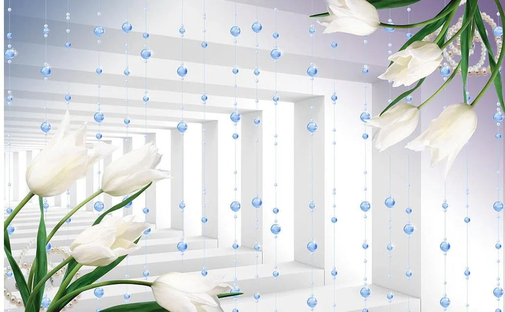 Stereo Space Lily Tulip Wandbild 3D Wallpaper 3d Tapeten für TV-Kulisse