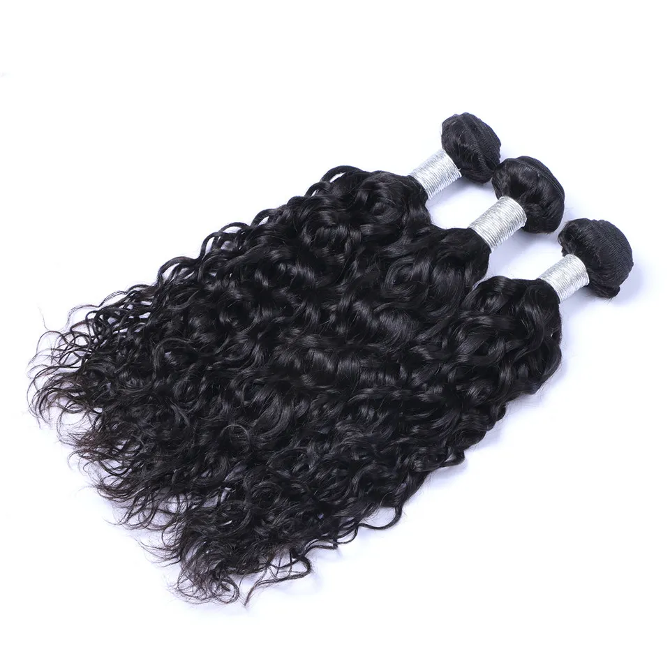 Tissage de cheveux malaisiens brésiliens Vague naturelle Vague d'eau 100% Bundles de cheveux vierges non transformés Extensions de cheveux humains Remy malaisiens brésiliens