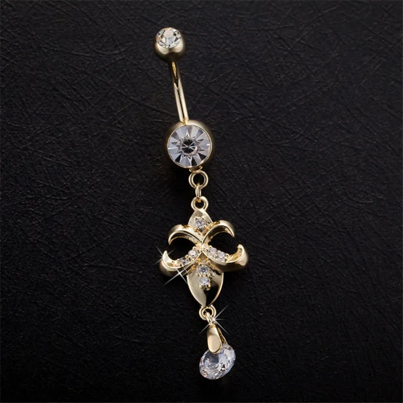 White/Gold New Arrival Fashsion High Quality Medical Steel Buckle Gold Plated Piercing Navel Belly Button Ring