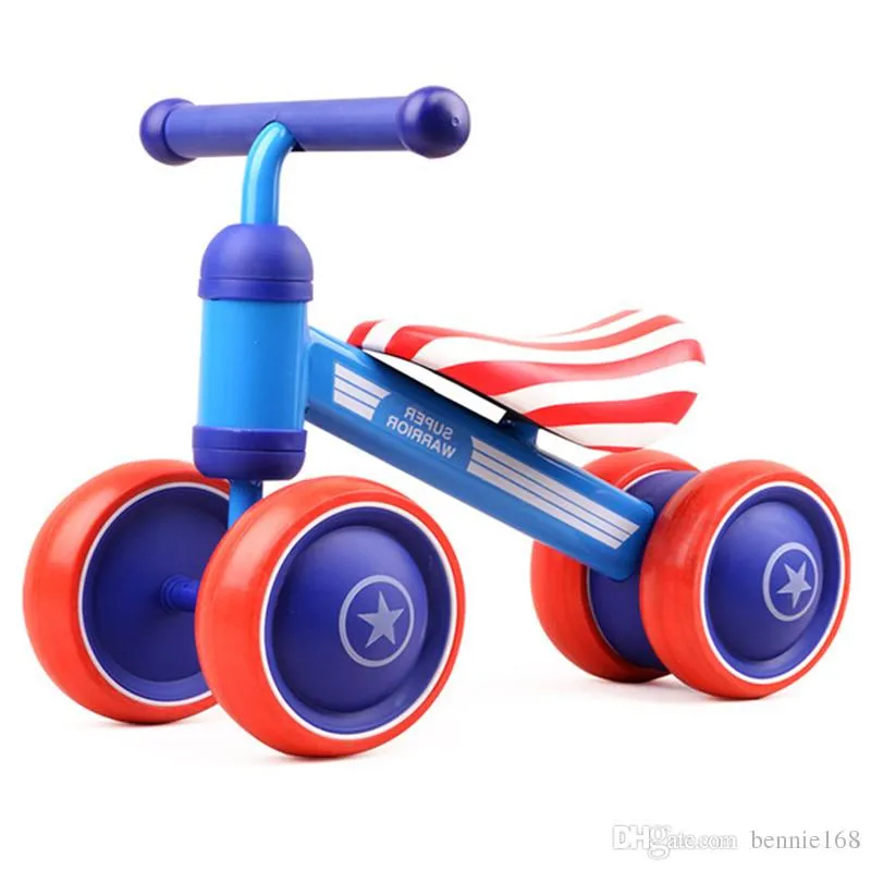 Captain American Baby Balance Bike Kids Toddlers Rid på steg Balancykel Scooter Inga pedaldrivande cyklar i 1-3 år gammal bebis