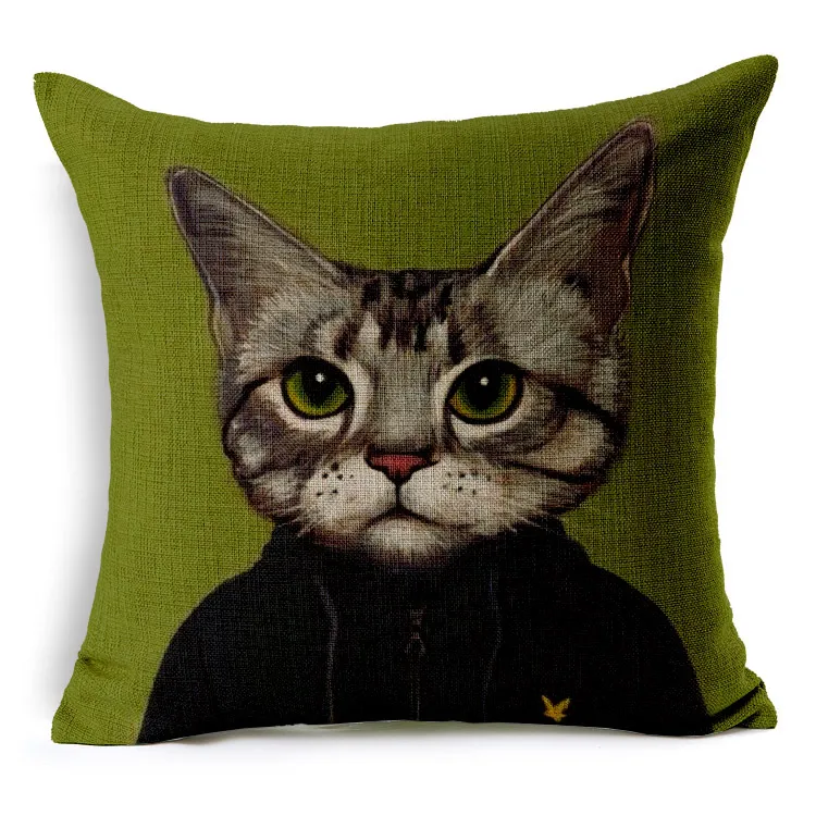 Cartoon Adorable Cats Cushion Cover Decorative Throw Pillow Case Linen Pillow Cover for Car Sofa Chair Almofada Cojines