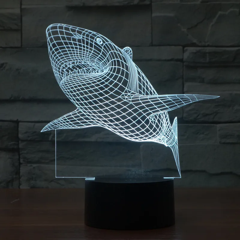 3D Shark Light Stów Stoler Betro Lampa Sypialnia Pokój dziecięcy Dekoracyjne światło nocne