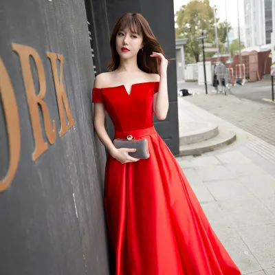 Boat Neck Velvet Satin ALine Long Formal Dresses Emerald Green Elegant Evening Dresses Abiti Da Cerimonia Da Sera6179820