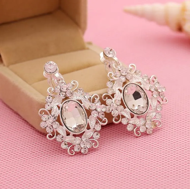 Fashion FLowers Crystal NEW Crystals Wedding bridal Jewelry Set Dress Accessories Rhinestone Neckless and Earings2457