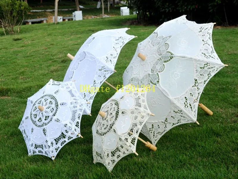 5 шт. / лот быстрая доставка новые большой маленький элегантный кружева зонтики свадебный свадебный зонтик 2 цветов