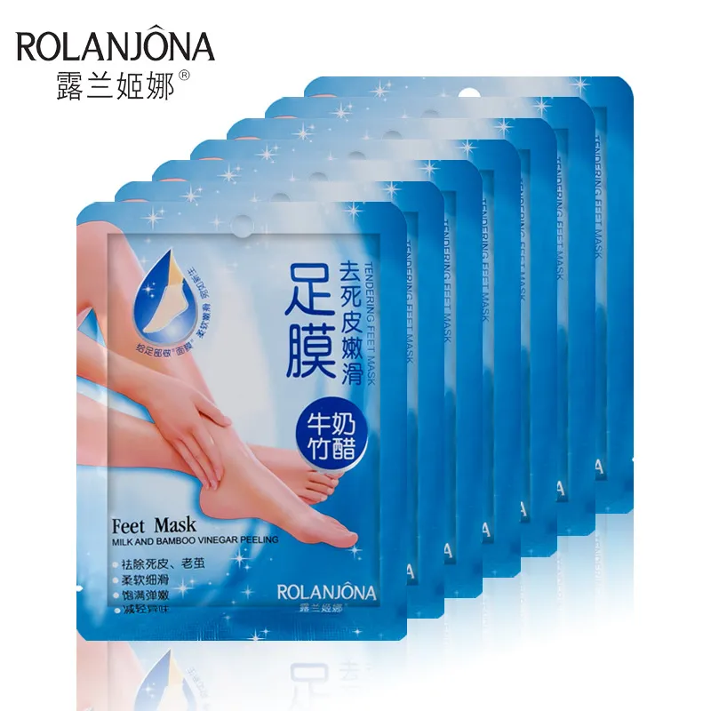 ROLANJONA Maschera i piedi Trattamento i piedi Peeling all'aceto di latte e bambù Maschere offerte Trucco Strumenti di bellezza Spedizione gratuita 10 confezioni