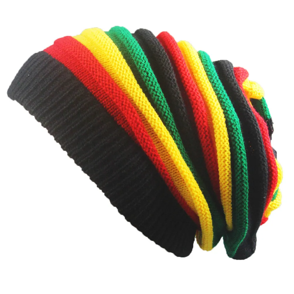 Berretto di lana colorato, cappello pieghevole hip hop, lungo cappello lavorato a maglia da strada del commercio estero