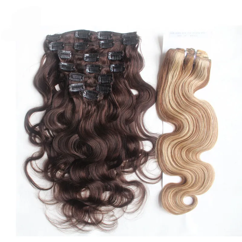 10"-24" 120g Clip in Remy Human Hair Extensions Full Head Set Short/Long length Straight Very Soft Style Real Silky for Beauty