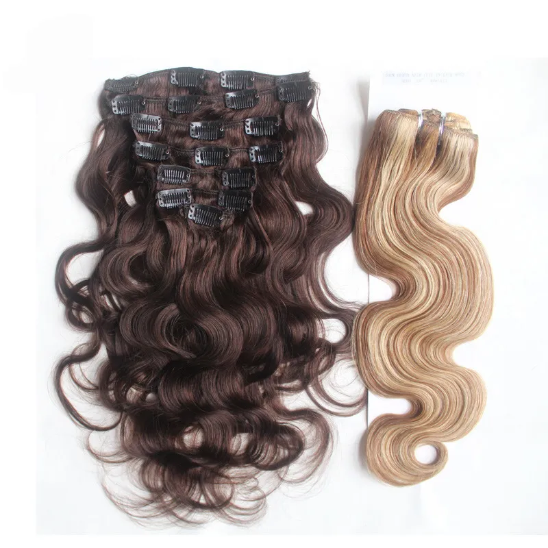 10quot24quot 120g klipp i Remy Human Hair Extensions Full Head Set Shortlong Längd Rakt Mycket mjuk stil verklig S8770093