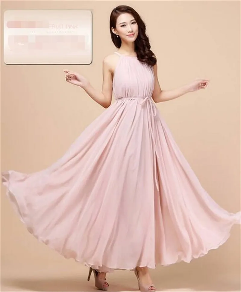 Neue Frauen Sommerkleid elegante Damen Vintagebsleeveless Long Beach Kleid Sundress ärmellosen lässiges Langes Chiffon Kleid1837938