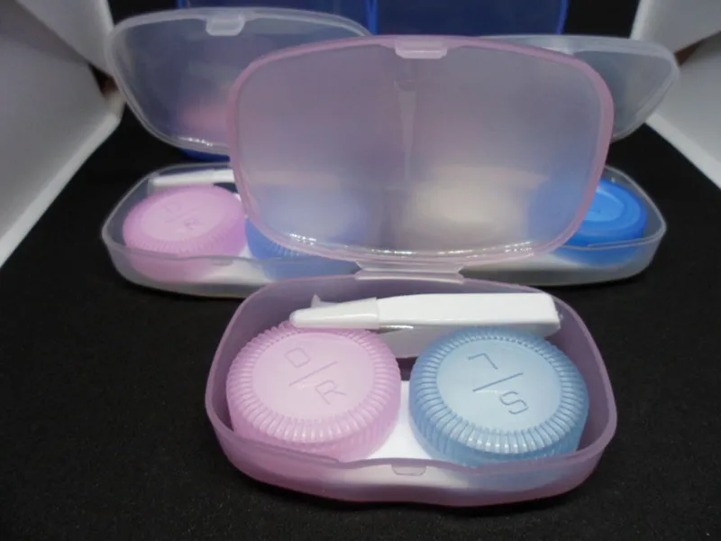 Behälter für Kontaktlinsen Zubehör mit Kontaktlinsenbehältern links rechts verschiedene Zangensätze tragbar Großhandel Ramdom Farbe