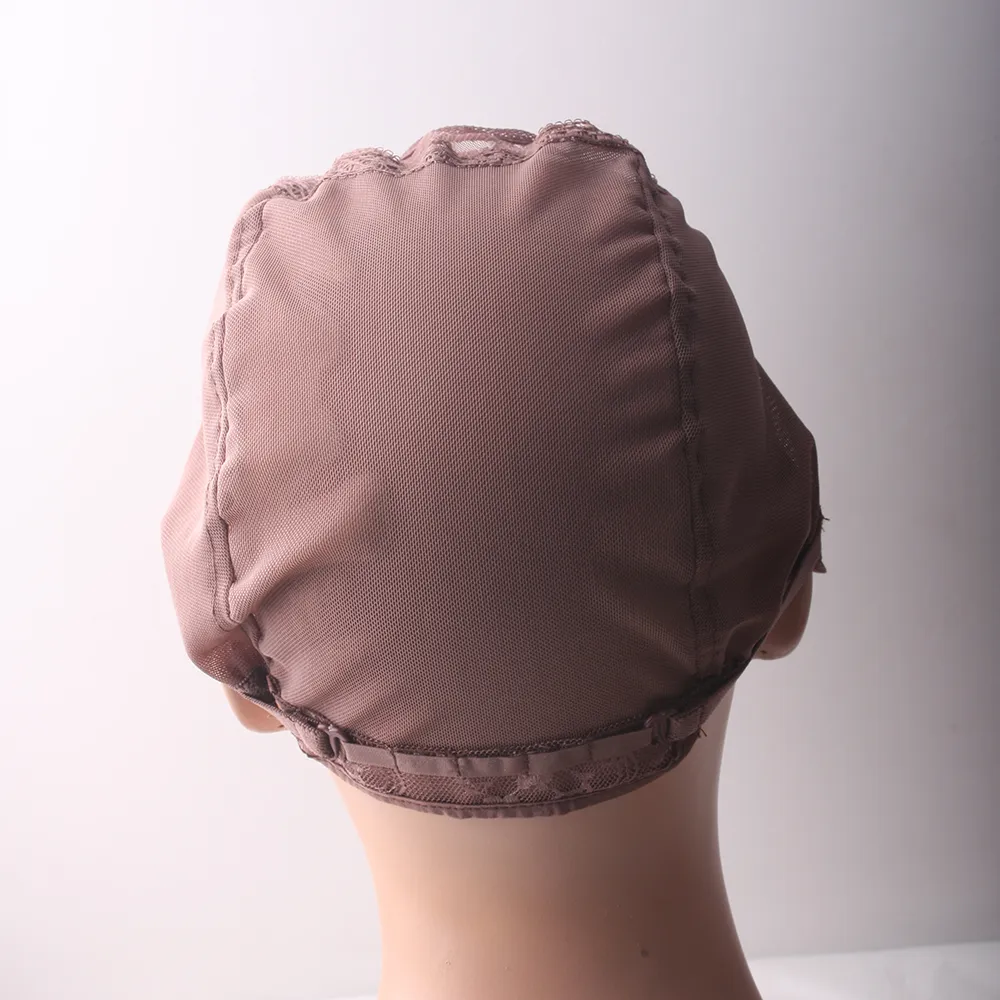 Bonnet de perruque Full Lace pour la fabrication de perruques, filet à cheveux en dentelle suisse et française avec oreille à oreille, extensible, couleur marron moyen pour la fabrication de perruques 4670757