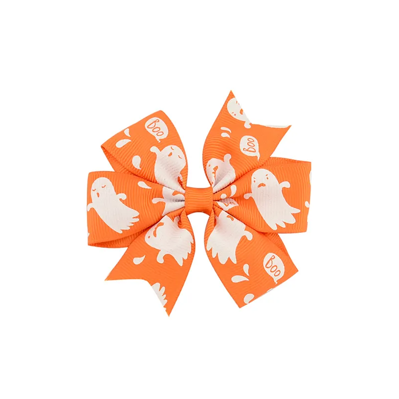 Baby Halloween Barrettes da 3 pollici Bows a nastro grosio con clip Girls Ghost Pumpkin Childre